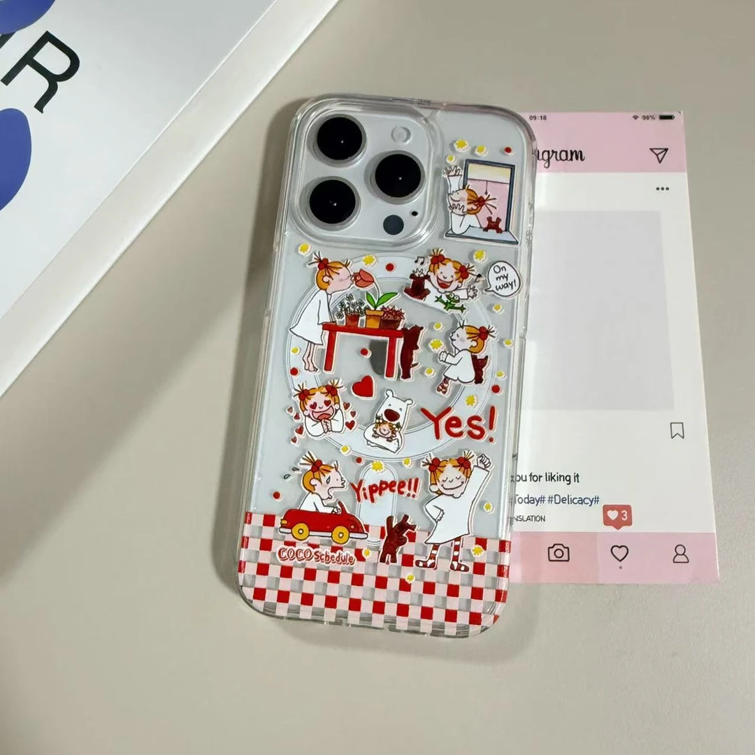【亚克力磁吸】可爱coco酱女孩透明手机壳适用苹果16/15/14Pro防摔