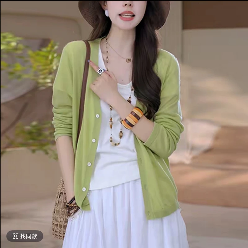2025年春夏出行小清新百搭开衫上衣宽松薄款休闲时尚长袖防晒上衣