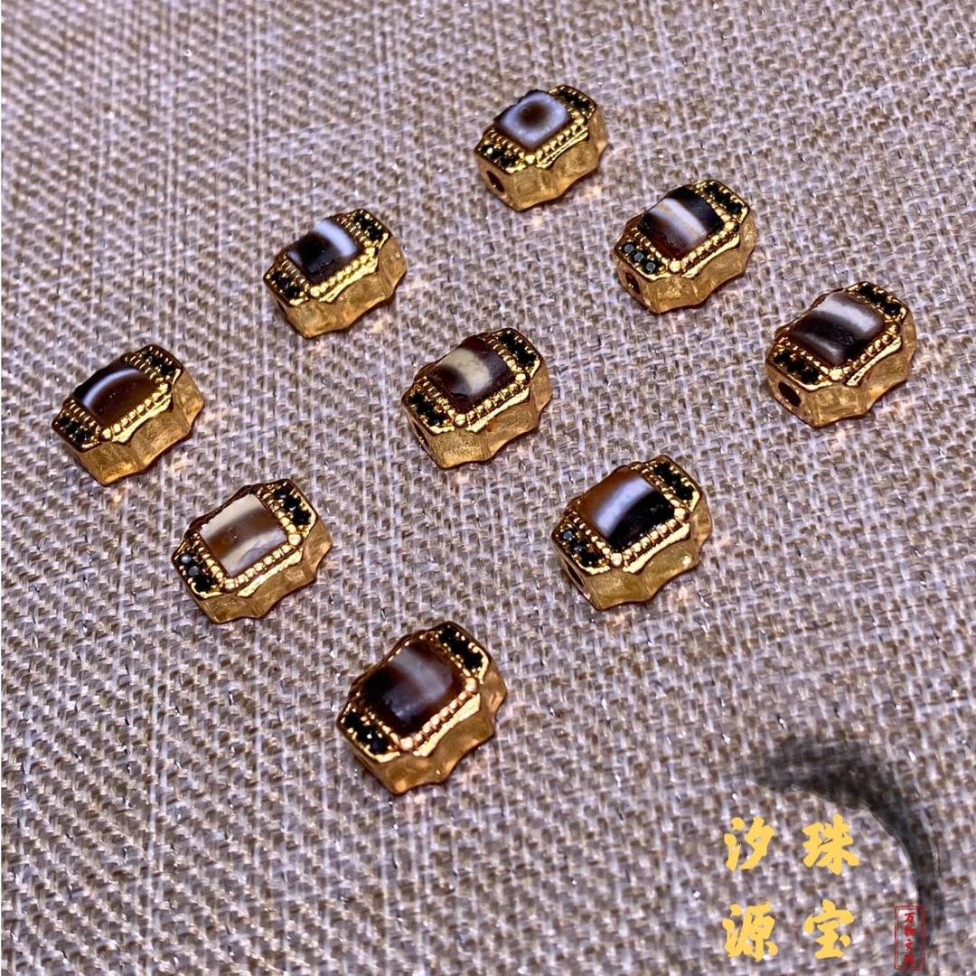 万物铜镀钻镶珠改背云配星月猴头库克椰蒂手持脖挂108文玩diy配饰