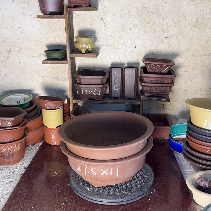 紫砂花盆，手工制作