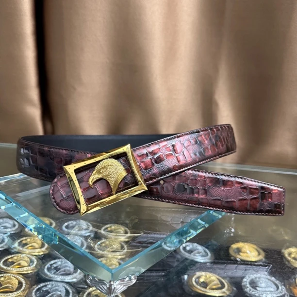 史蒂芬新款百搭男士皮带高档休闲老鹰头牛皮腰带青中老年时尚商务