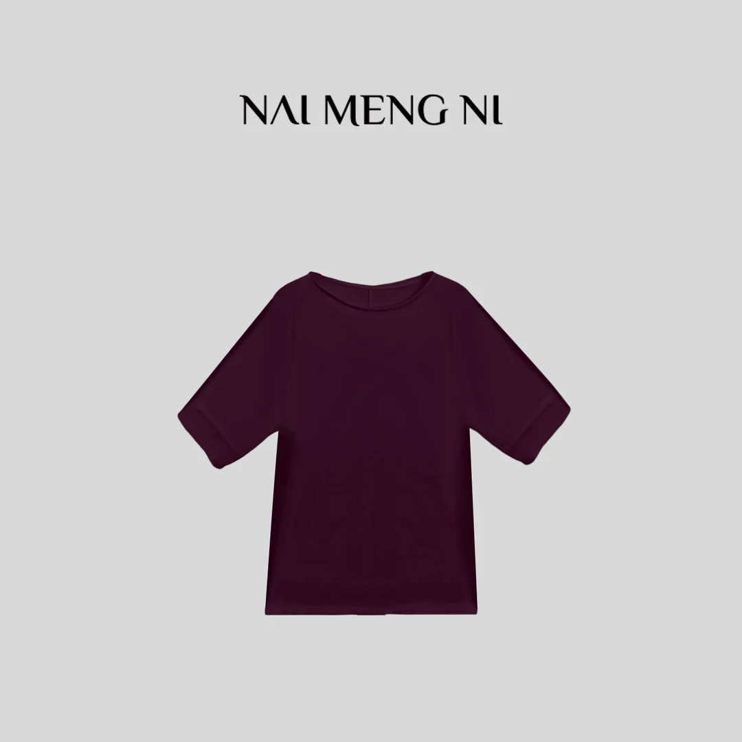 【肉肉】26RR1198 醋酸缎面垂感夏季T恤宽松纯色高级圆领短袖