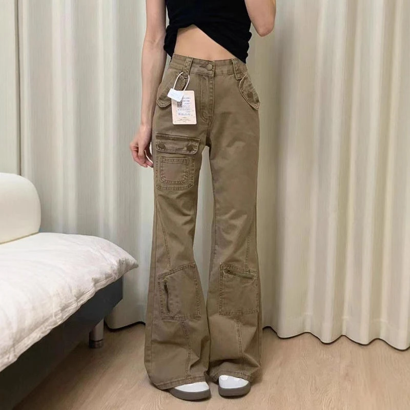 【韩牛】美式复古阔腿牛仔裤女2025新款秋季高腰宽松垂感不贴腿微