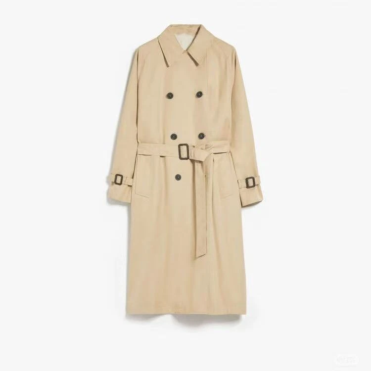 风衣-翻领收腰双排扣气质