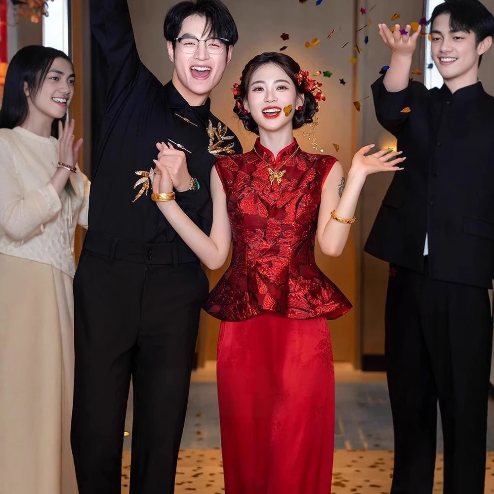 高端轻奢新中式旗袍订婚服2025新款结婚敬酒服新娘回门套装晨袍夏