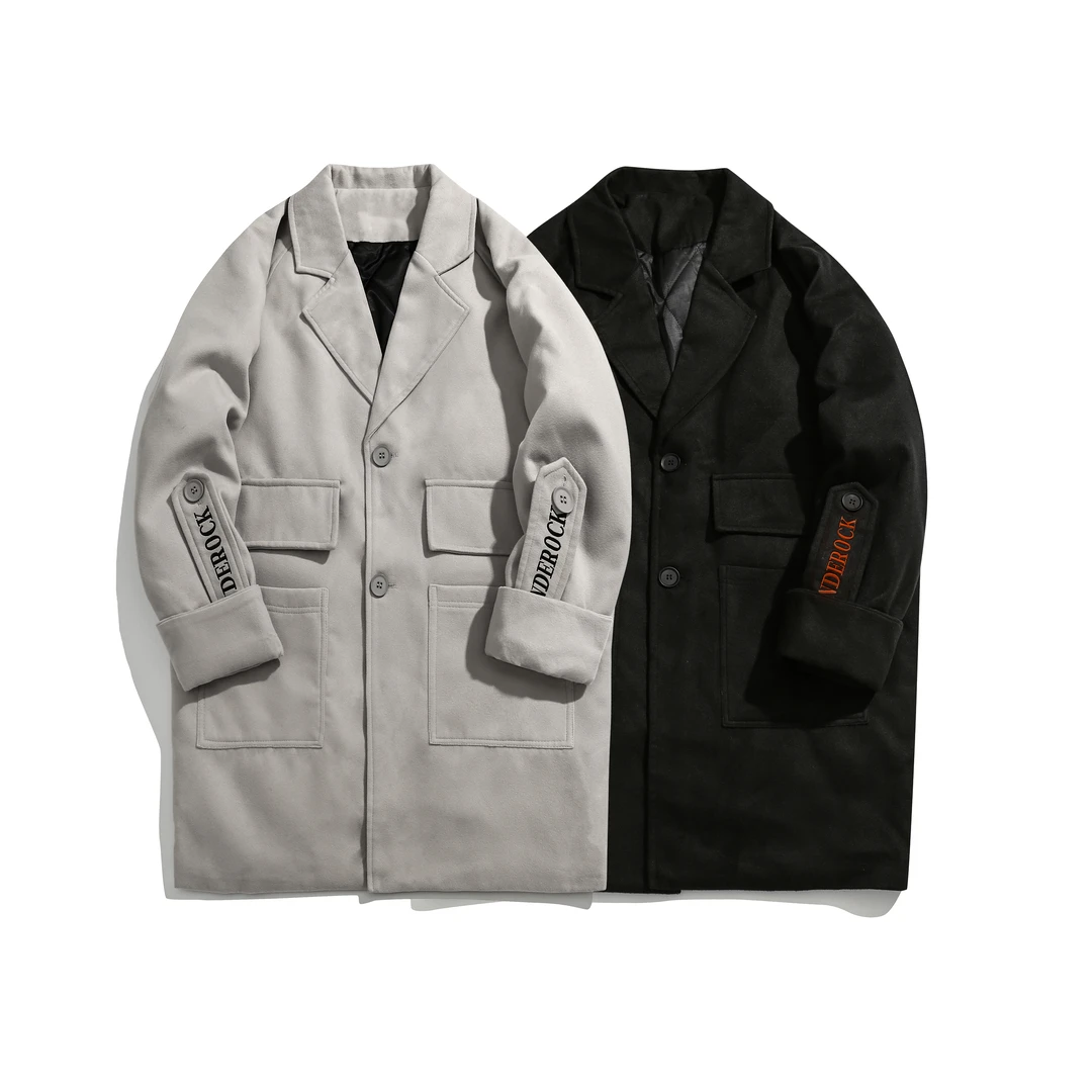 休闲复古呢子韩版冬季秋季时尚情侣男士百搭宽松潮流大衣M1074