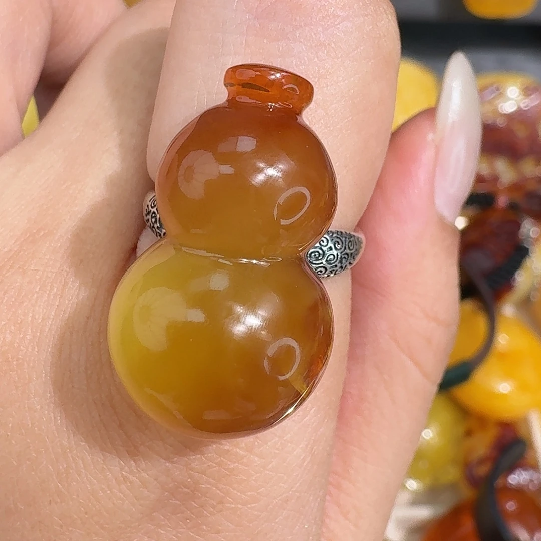 琥珀足金镶嵌裸石我