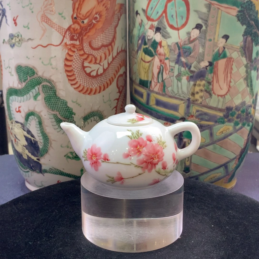 陶壶12609瓷器—粉彩花卉纹茶壶