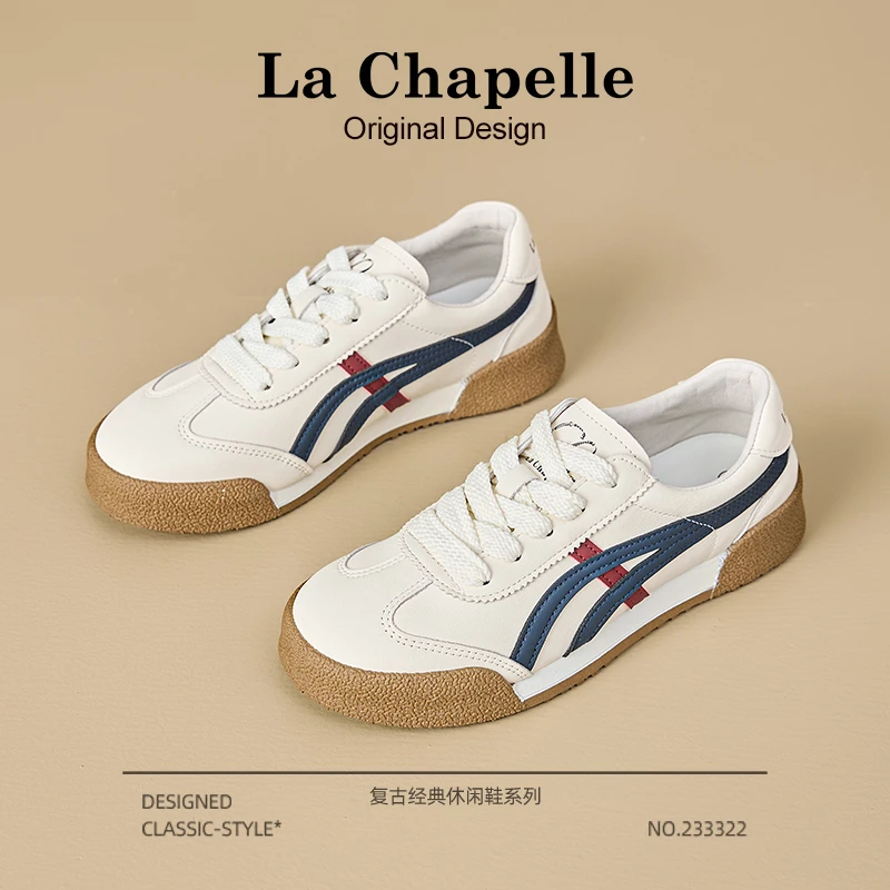 拉夏贝尔小白鞋女2025新款夏季复古德训鞋女软底百搭休闲运动板鞋