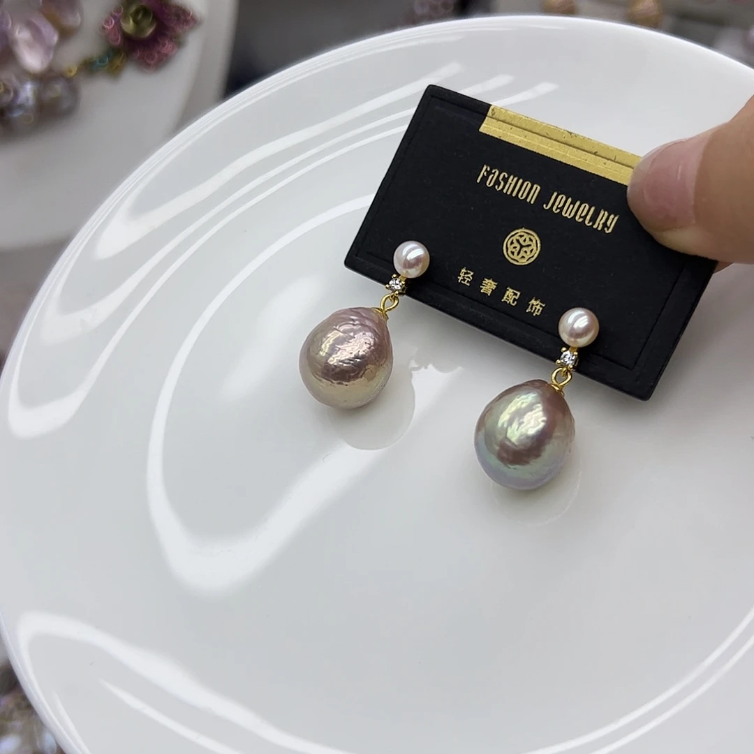 淡水珍珠耳饰银S925镶嵌