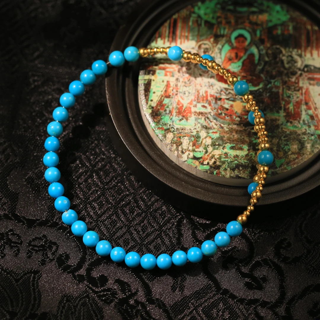 安曼博 S925银绿松石美松弹力手镯 XZ0210BZ