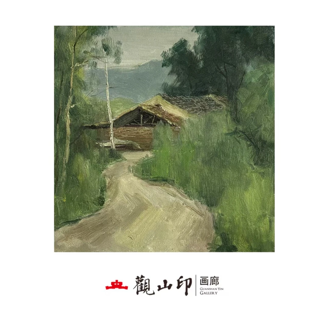 LH原创手绘风景油画38x38cm乡村作品7403