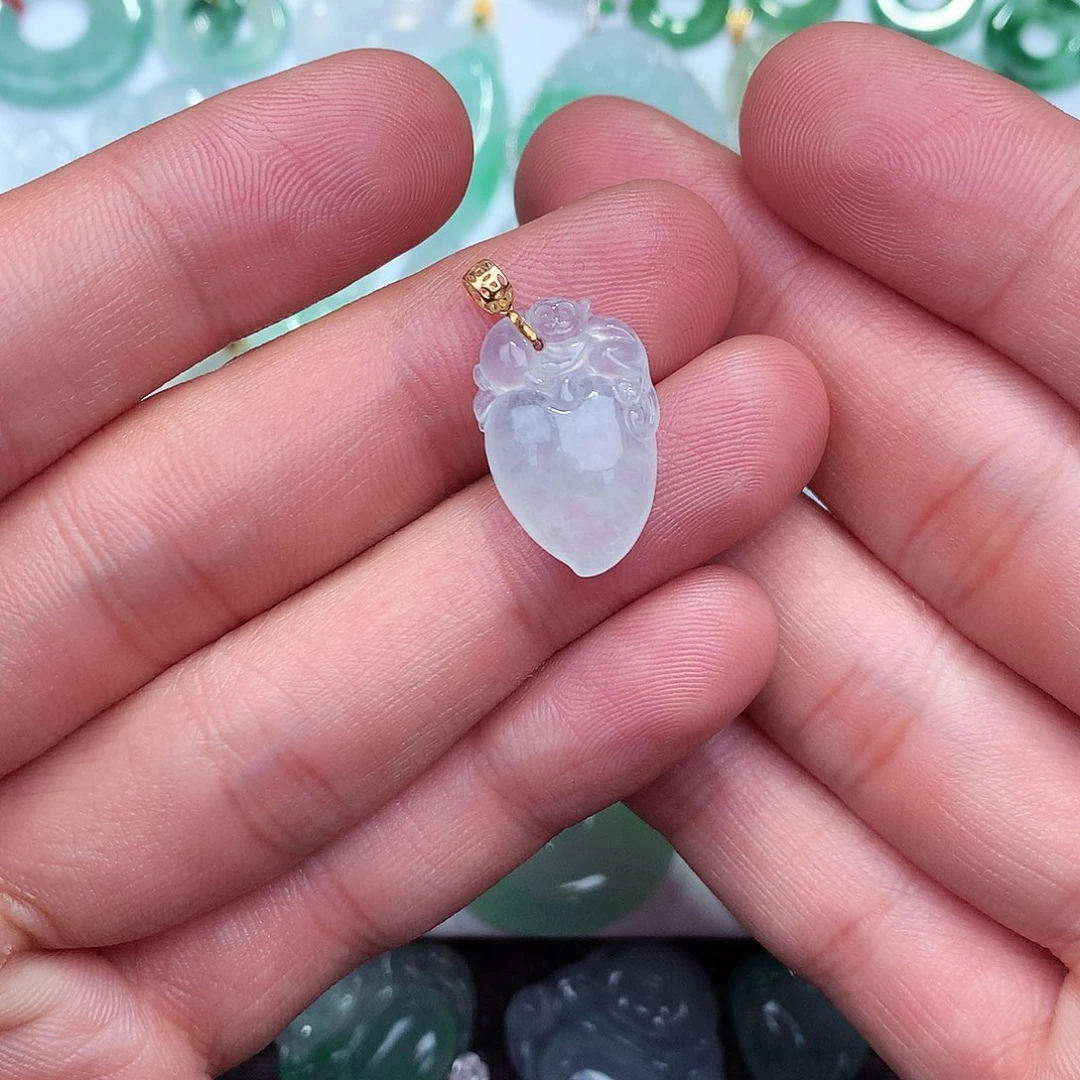 翡翠吊坠(不含链)18K金镶嵌