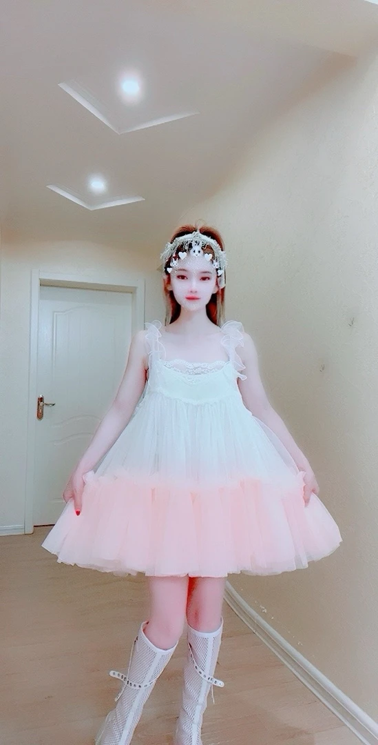 【面条家】5208#夏季仙仙针织吊带背心蓬蓬连衣裙