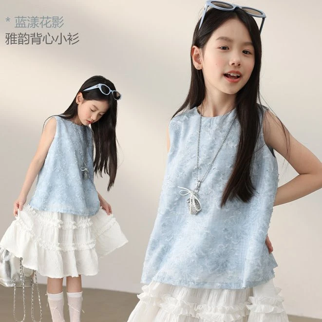 NORNOR陈大猪童装女童无袖小衫夏季薄款2025新款儿童上衣NQ530172