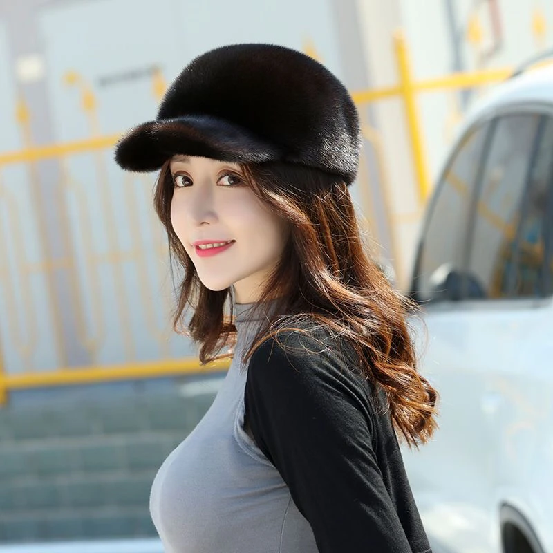 【棒球帽】进口真水貂毛棒球帽 男女同款 整貂时尚休闲百搭潮