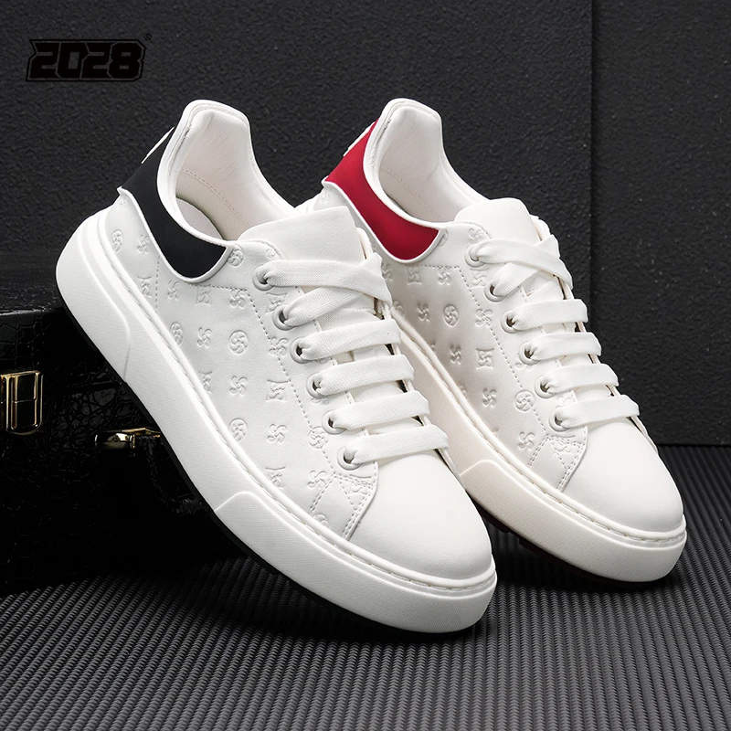 2025秋季男鞋真皮潮流小白鞋百搭潮鞋男休闲鞋运动增高鞋时尚男士