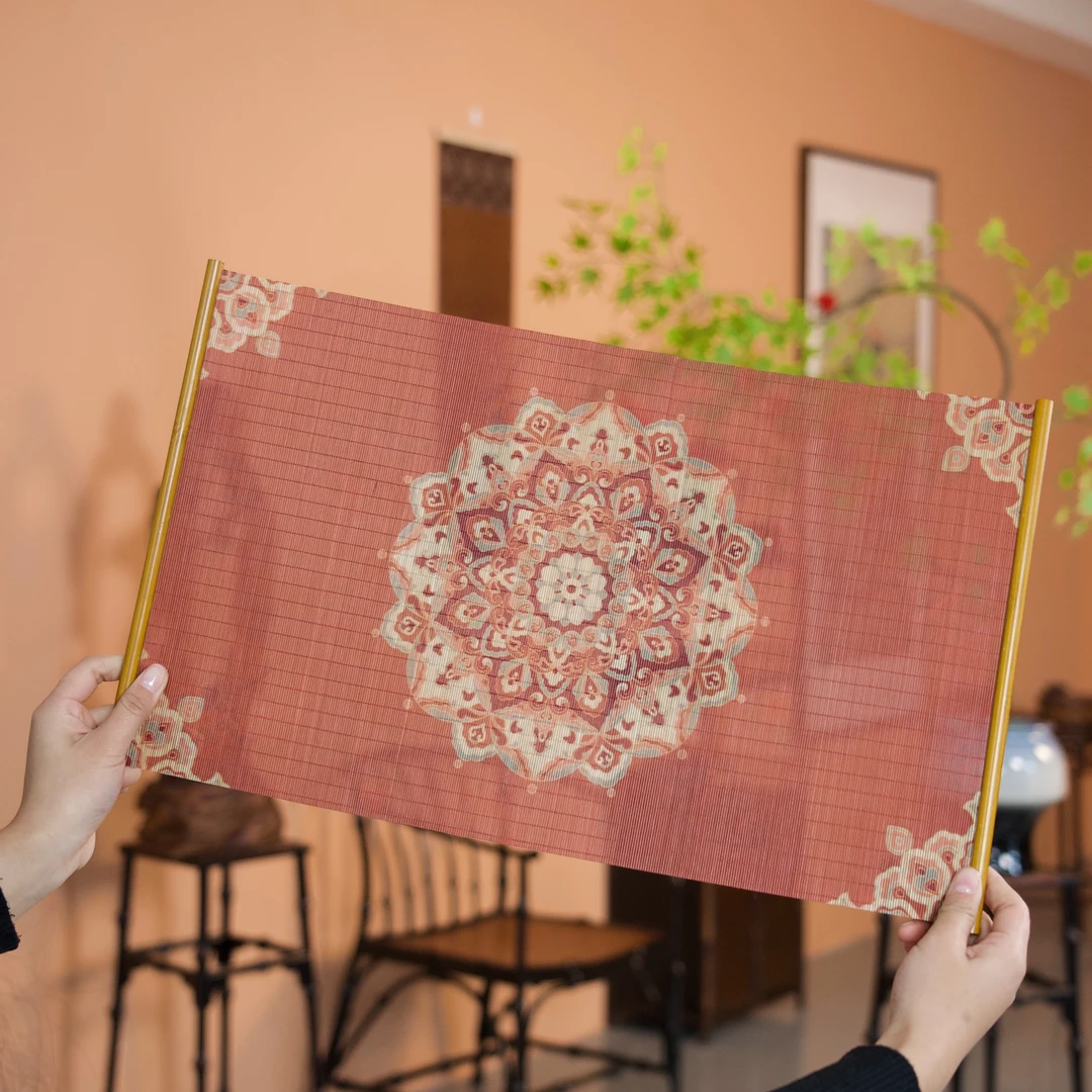 竹丝小茶席双面茶席两面可用葫芦茶席茶垫隔热垫手工新中式红色款