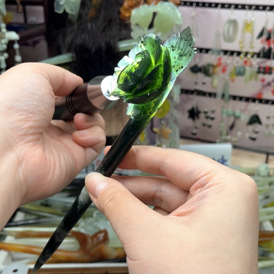 岫玉未镶嵌发饰长度20.5厘米左右