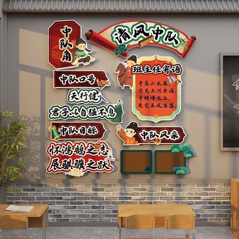 班级中队角布置文化墙贴教室装饰环创文化黑板海自粘教室墙面贴纸