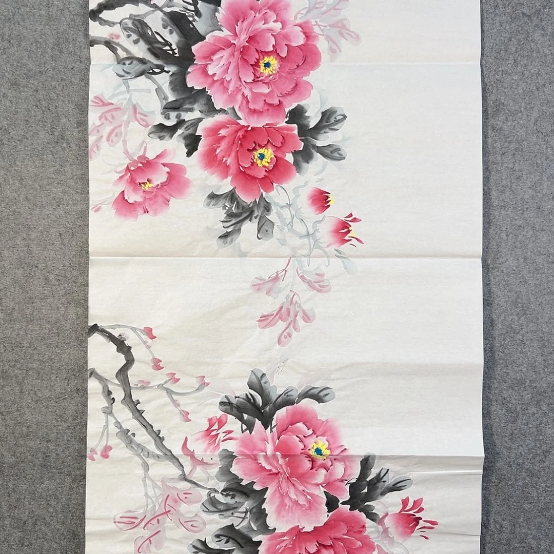 国画350 牡丹之花之叶的颜色和