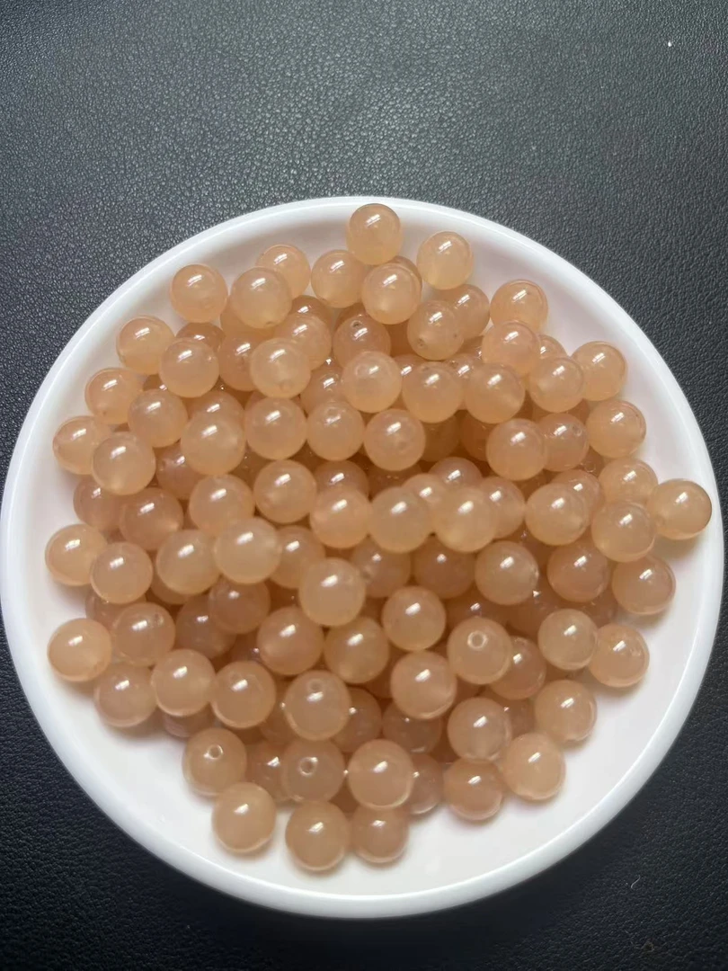 天然和田玉散珠  藕粉45--卡8MM -- 25颗（赠弹力绳）