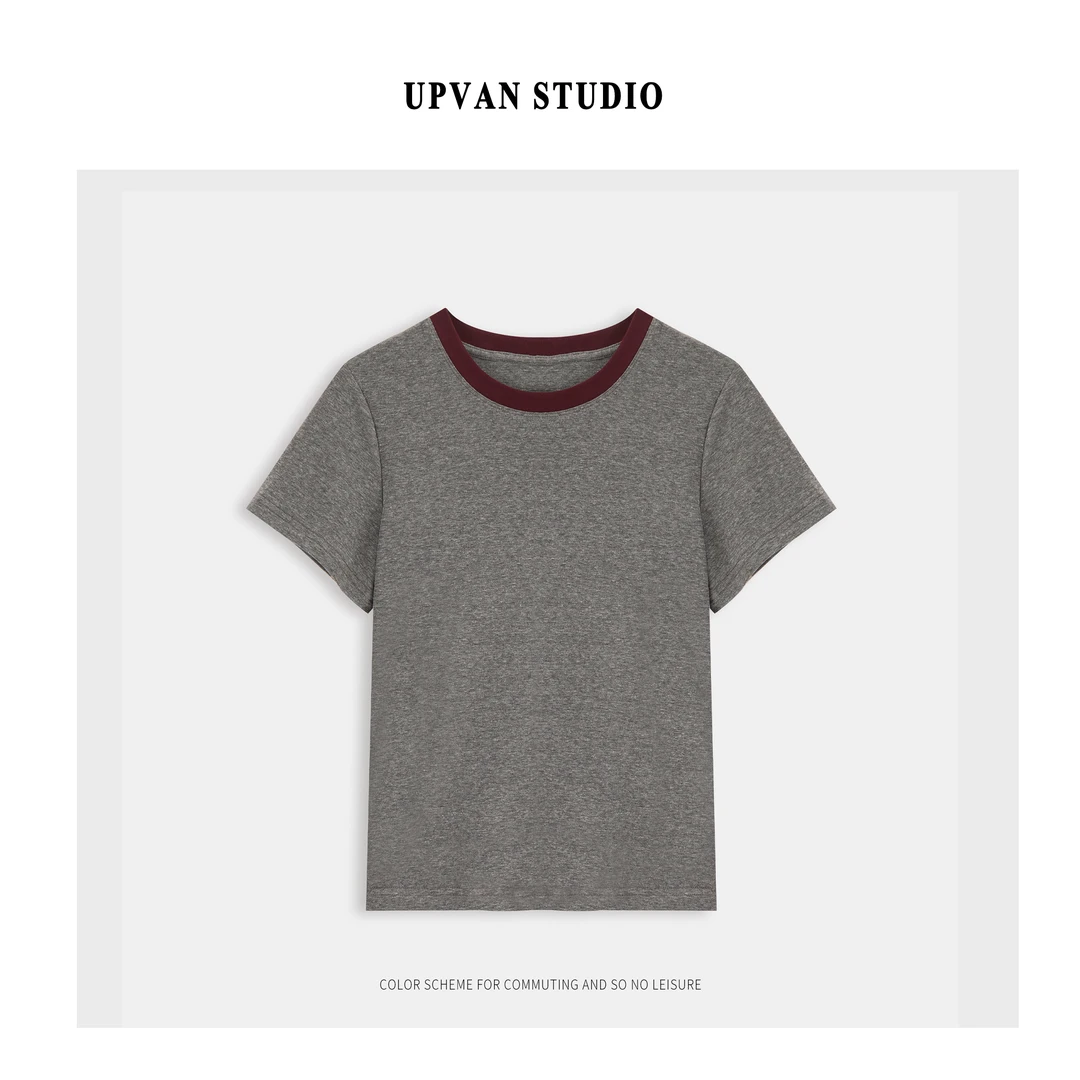 UPVAN领口撞色T恤