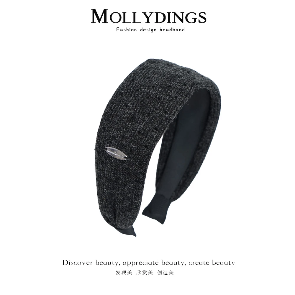 韩系针织波点秋冬新款2025发箍女宽边减龄显脸小百搭压发卡头饰