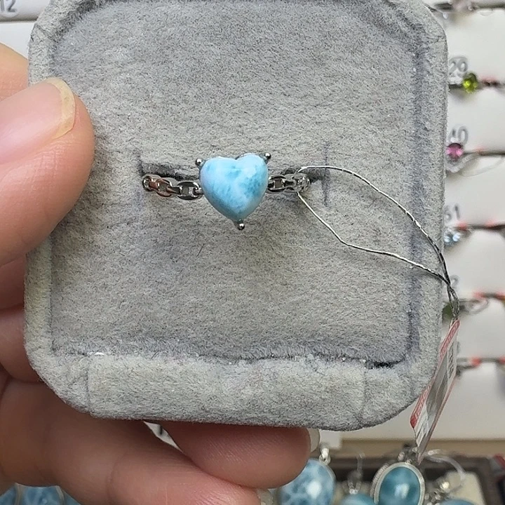 戒指银S925镶嵌海蓝宝石