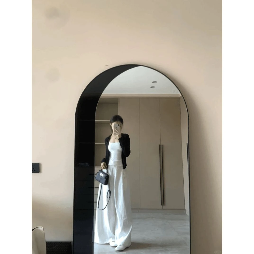 设计感法式秋季浅色高腰阔腿仔裤女薄款气质简约长裤韩版直筒裤