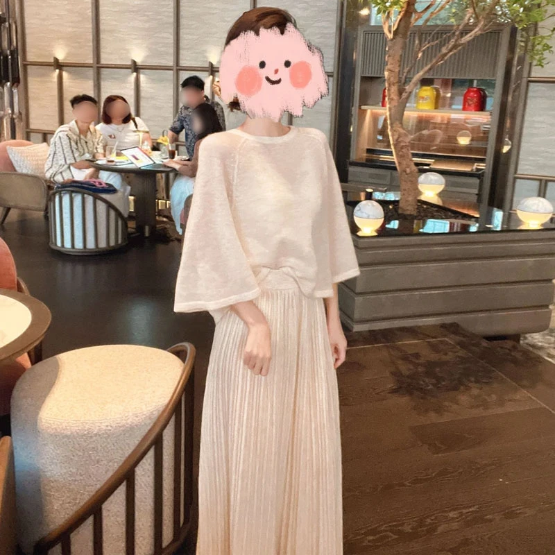 韩系温柔慵懒风针织衫高腰半身裙两件套装女秋季新款气质穿搭女装