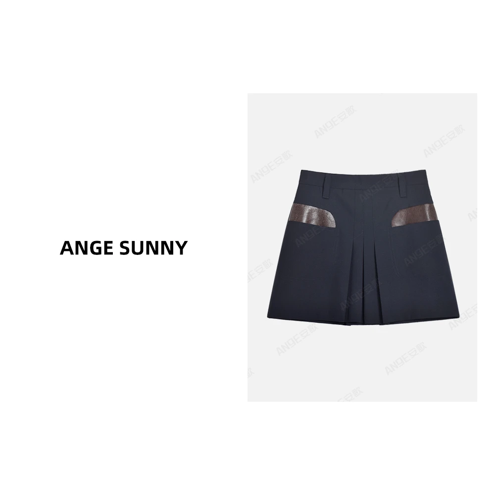 曲阳 ANGE SUNNY【关晓彤同款 拉达进口羊皮羊毛半裙】皮质半身裙