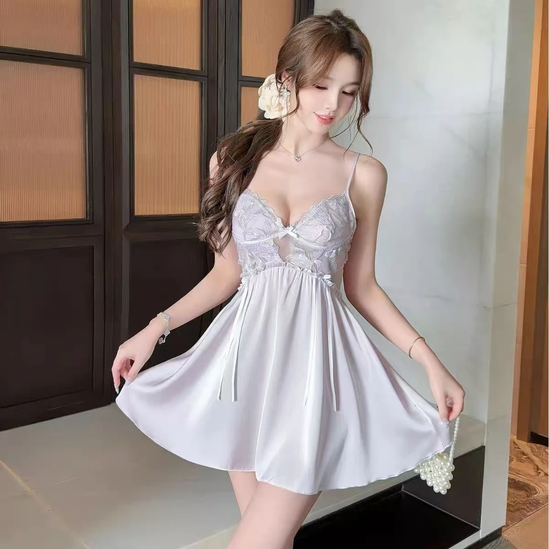 【琦琦直播专属】（001-100 ）冰丝纯欲夏季薄款吊带蕾丝性感睡裙居家