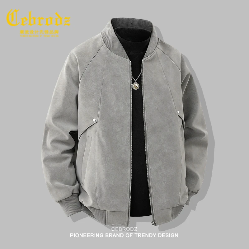 法国Cebrodz春秋高级感男款痞帅风机车皮夹克男士棒球领帅气外套