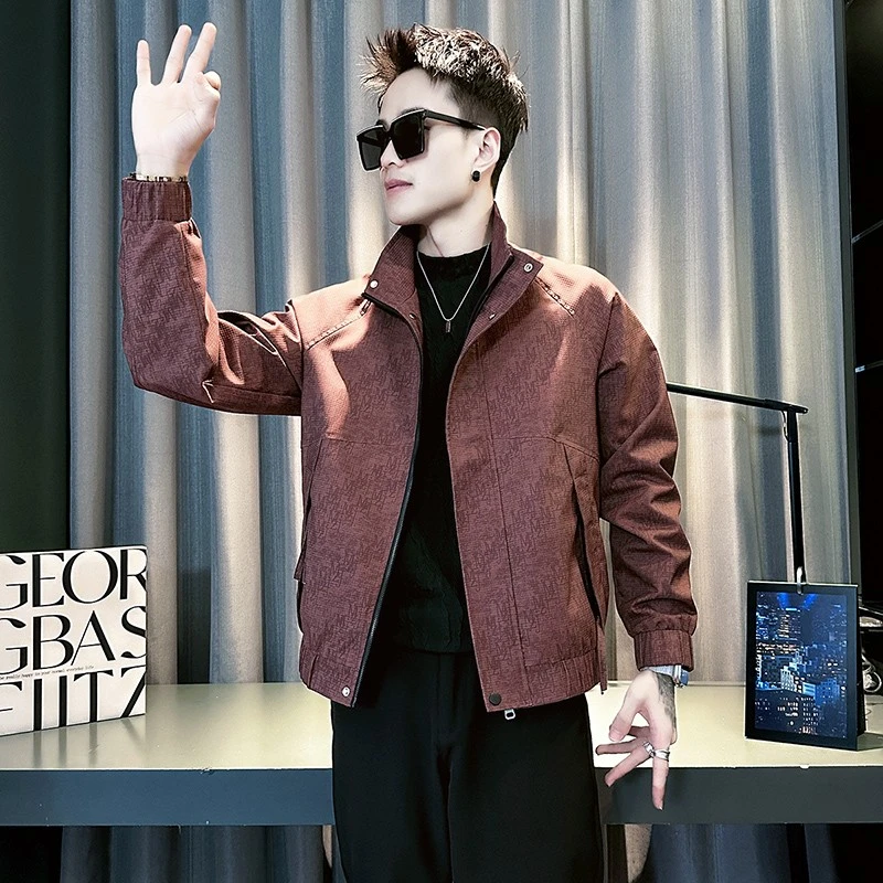 立领美式夹克男春秋季2025新款男装痞帅短款外套潮牌百搭休闲上衣