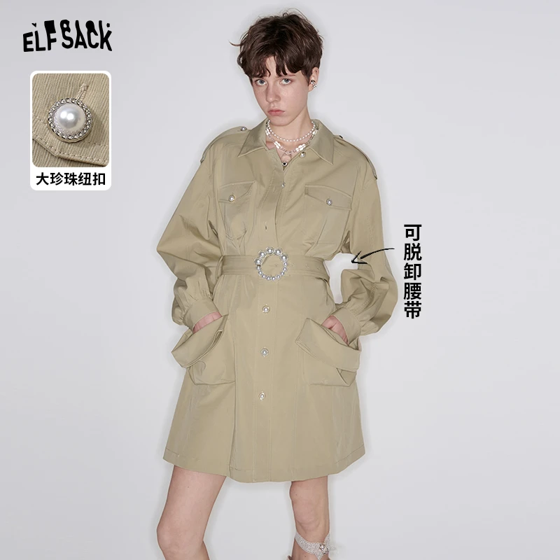 妖精的口袋妖精的口袋工装风收腰气质连衣裙女2025年