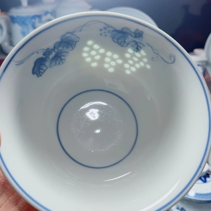 青花玲珑6寸面碗葡萄