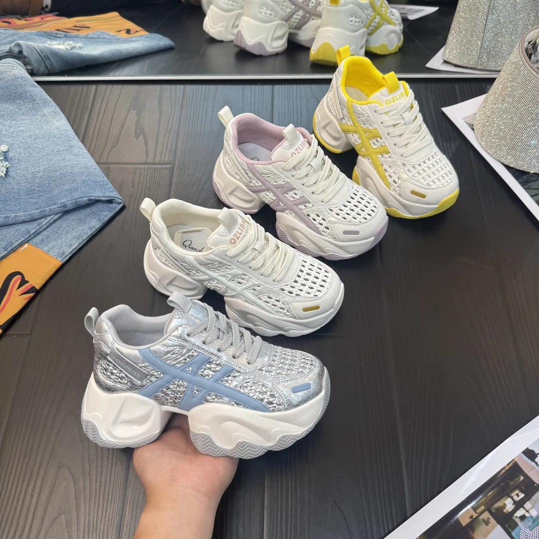 千之恋现货增高6CM2025夏季轻奢爆款多巴胺百搭休闲透气女鞋6011