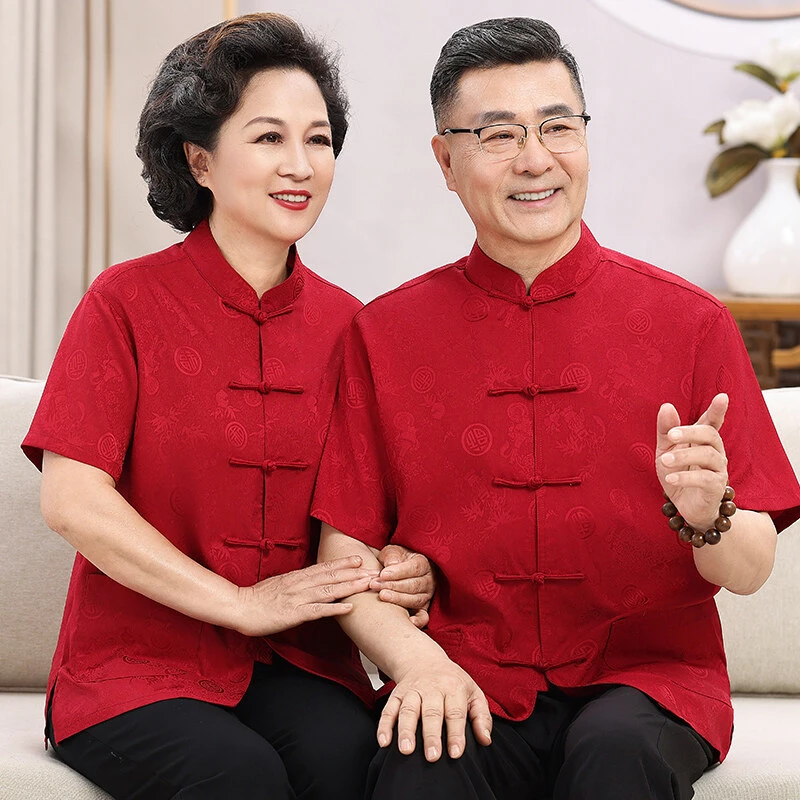 AEMAPE款唐装男中式中老年情侣男女宴会爷爷高品质衣服