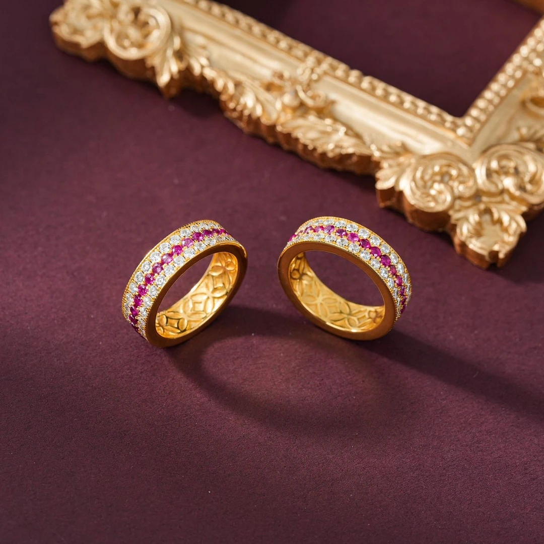 【云上叙】S925银镶嵌红宝戒指-多样性发其一-2mm-V28063-18（东哥）