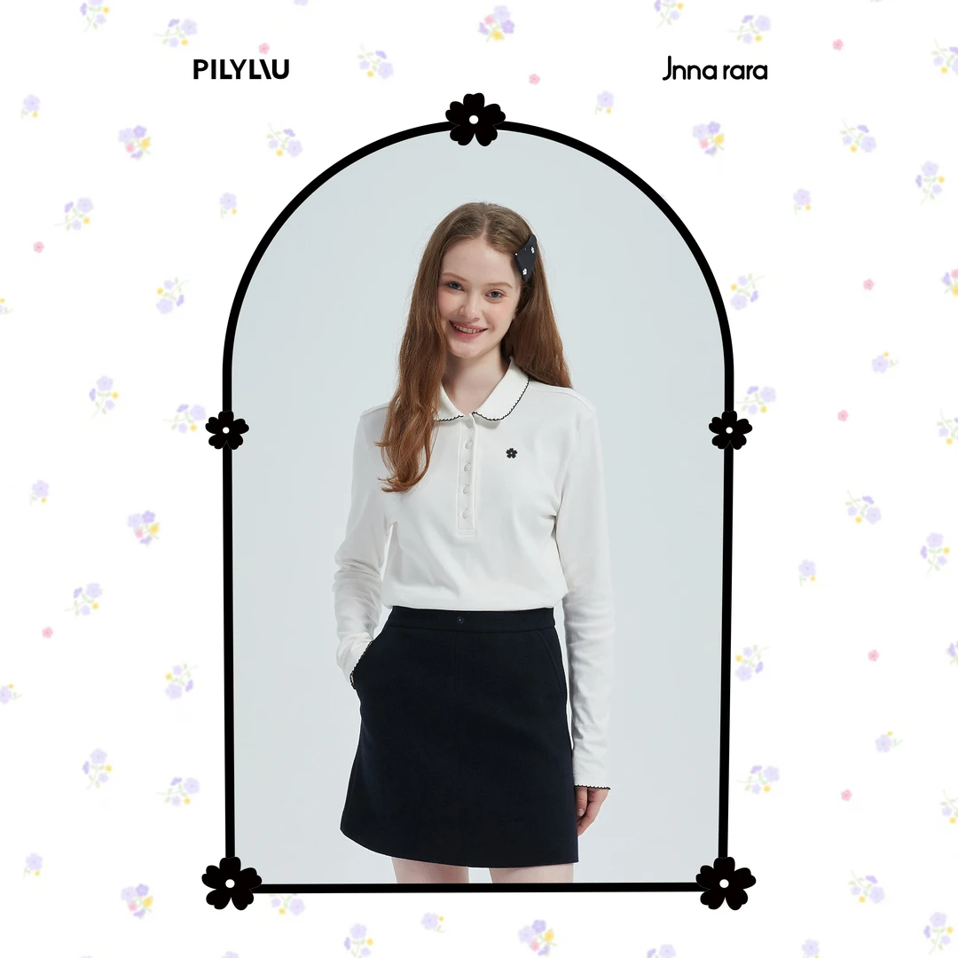 PILYLIU【保暖】原创设计师品牌 小花边polo领发热保暖面料521102