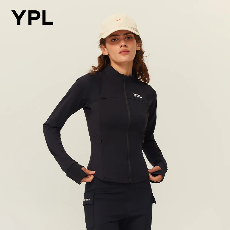 YPL2024秋冬新款收腰运动夹克开衫外套健身户外透气上衣女瑜伽