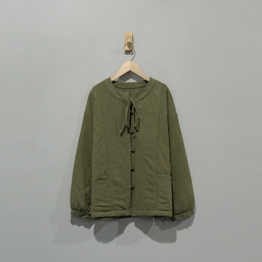 【且听风吟】0515778文艺麻棉百搭口袋保暖棉服    衣长66胸围136