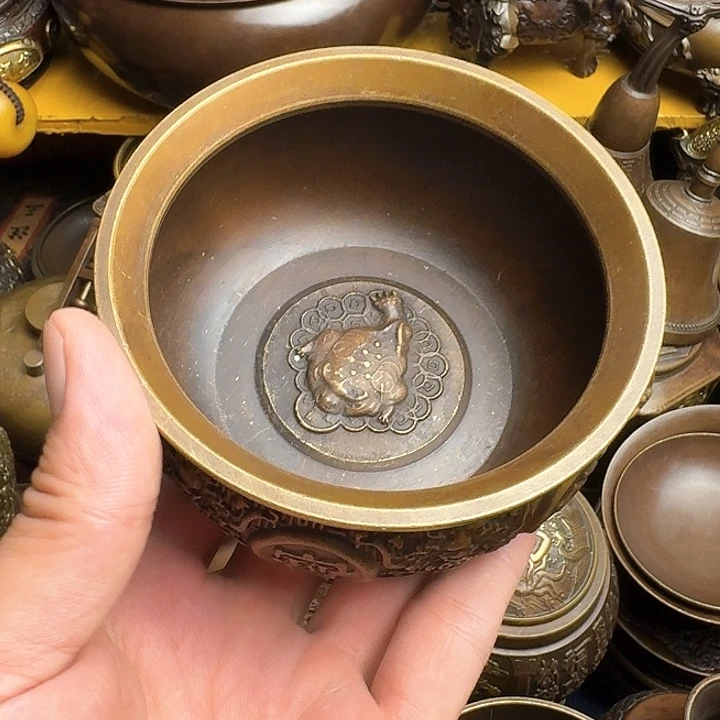 原矿 风魔铜藏收铜摆件