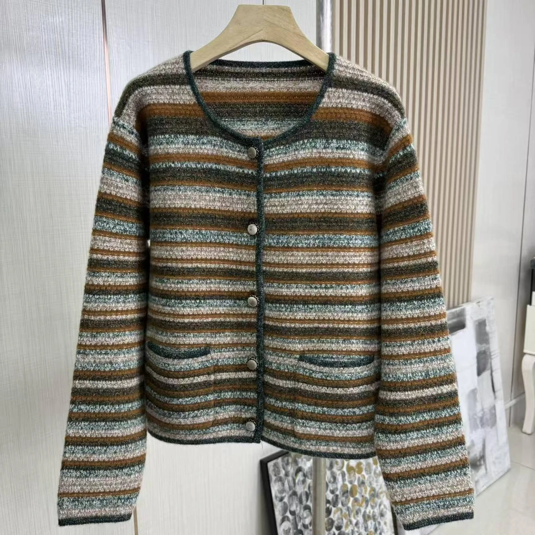 秋冬新款纯山羊绒重工高级感短款上衣小香风外套
