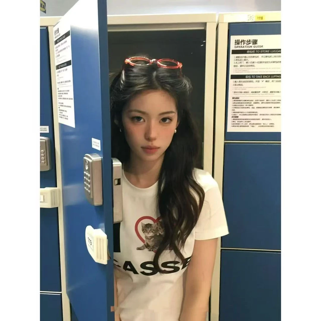 徐秋阳  爱猫人士 百搭时尚休闲气质修身显瘦显白短袖10907-4