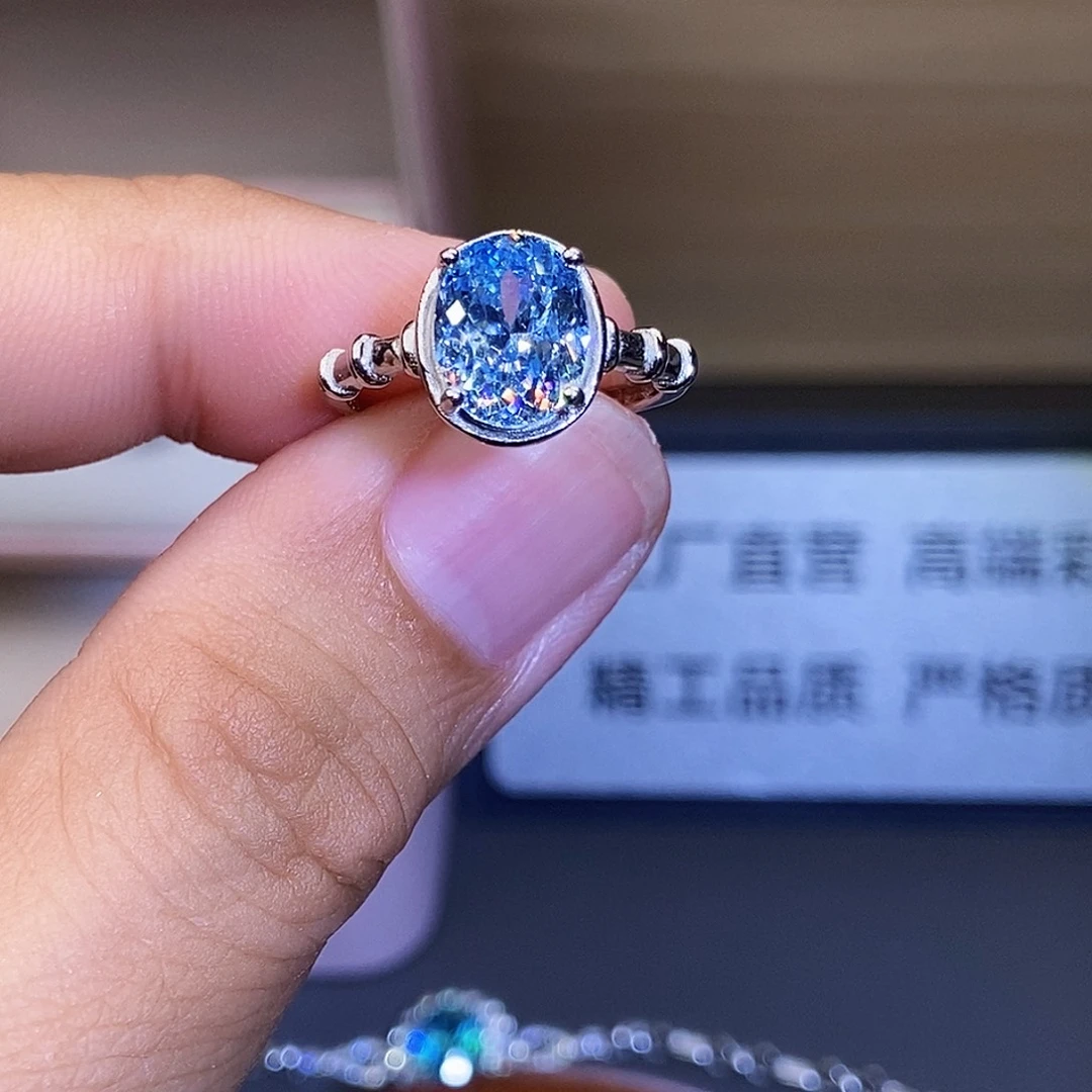 海蓝宝石戒圈银S925镶嵌