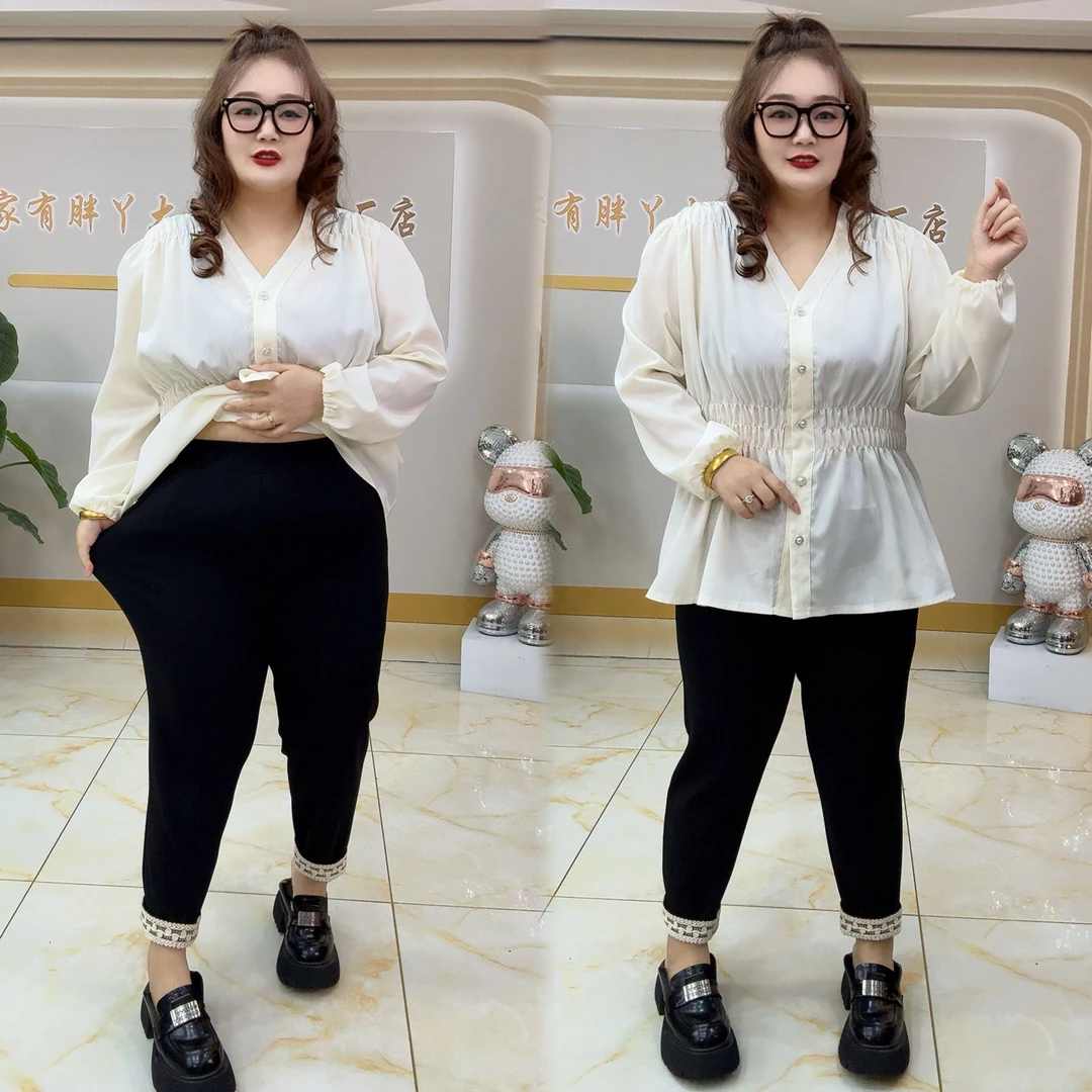 8809洋气花边显瘦小黑裤