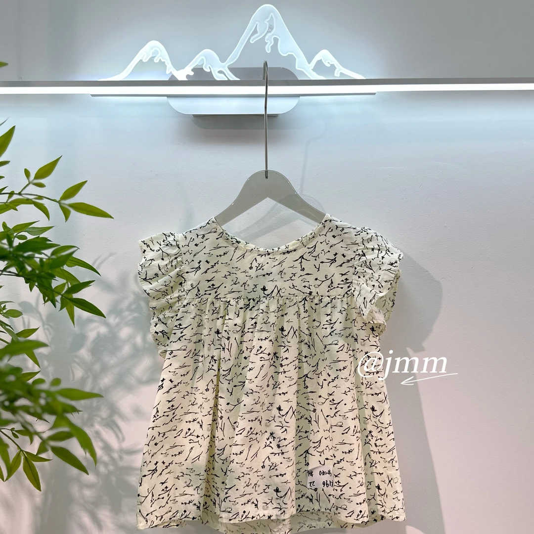 K540 韩版碎花夏季卡通风常规女蕾丝泡泡袖休闲女童