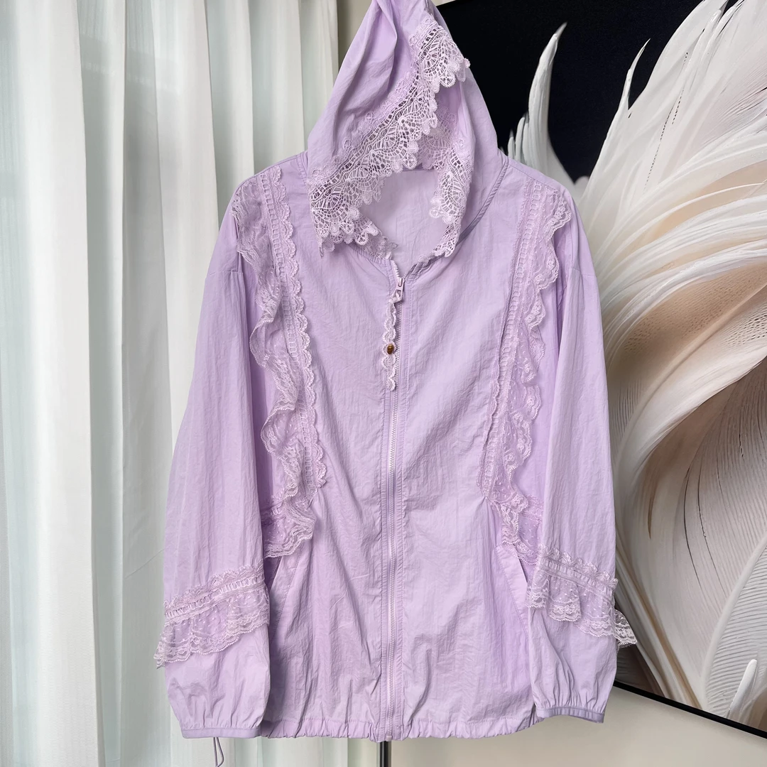 【流依涵】高品质设计师款蕾丝连帽防晒衣N0退NO换-68593